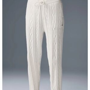 ALO Yoga White Cable Knit Joggers